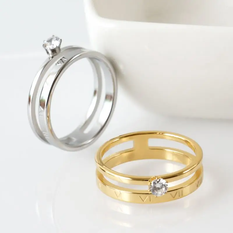 فاخر كريستال الجوف خارج خاتم أنيق الأرقام الروماني...