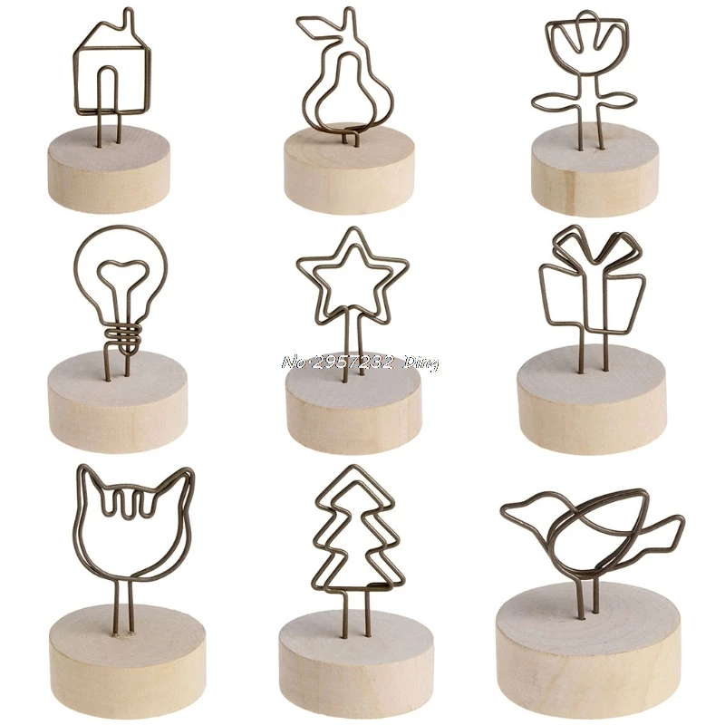 

Round Creative Decoration Article Iron Wood Picture Frame Card Photo Clip Name CHE3