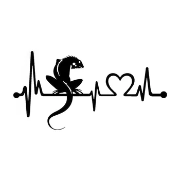 

18.4cm*9.5cm Lguana Reptile Lizard Heartbeat Stickers Decals Vinyl Black/Silver S3-4935