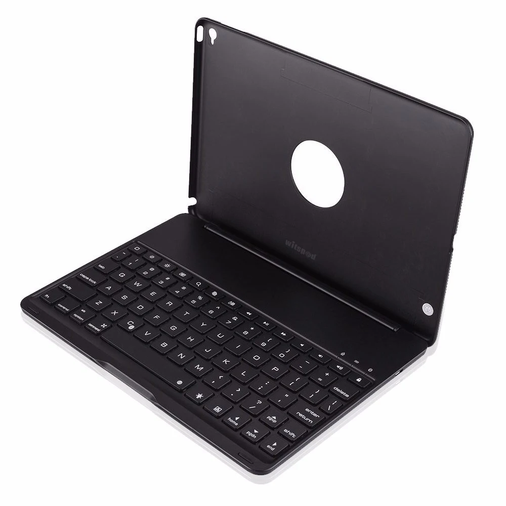 Witsp@ d роскошный Bluetooth чехол для клавиатуры для iPad Air 2, беспроводная клавиатура для нового iPad, светодиодный подсветка+ алюминиевый корпус