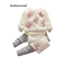 Anlencool/Модный зимний костюм для маленьких девочек Новинка года, зимняя кашемировая одежда для маленьких девочек возрастом от 1 года до 4 лет
