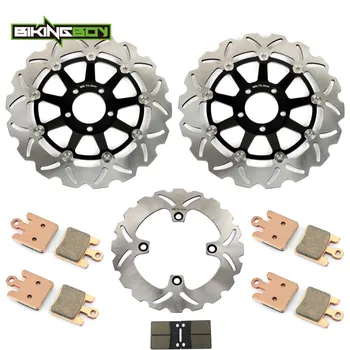 

BIKINGBOY For Kawasaki Ninja ZX12R 2004 2005 ZX-12R 04 05 ZX12-R ZX1200 Front Rear Brake Discs Rotors Disks + Pads Full Set