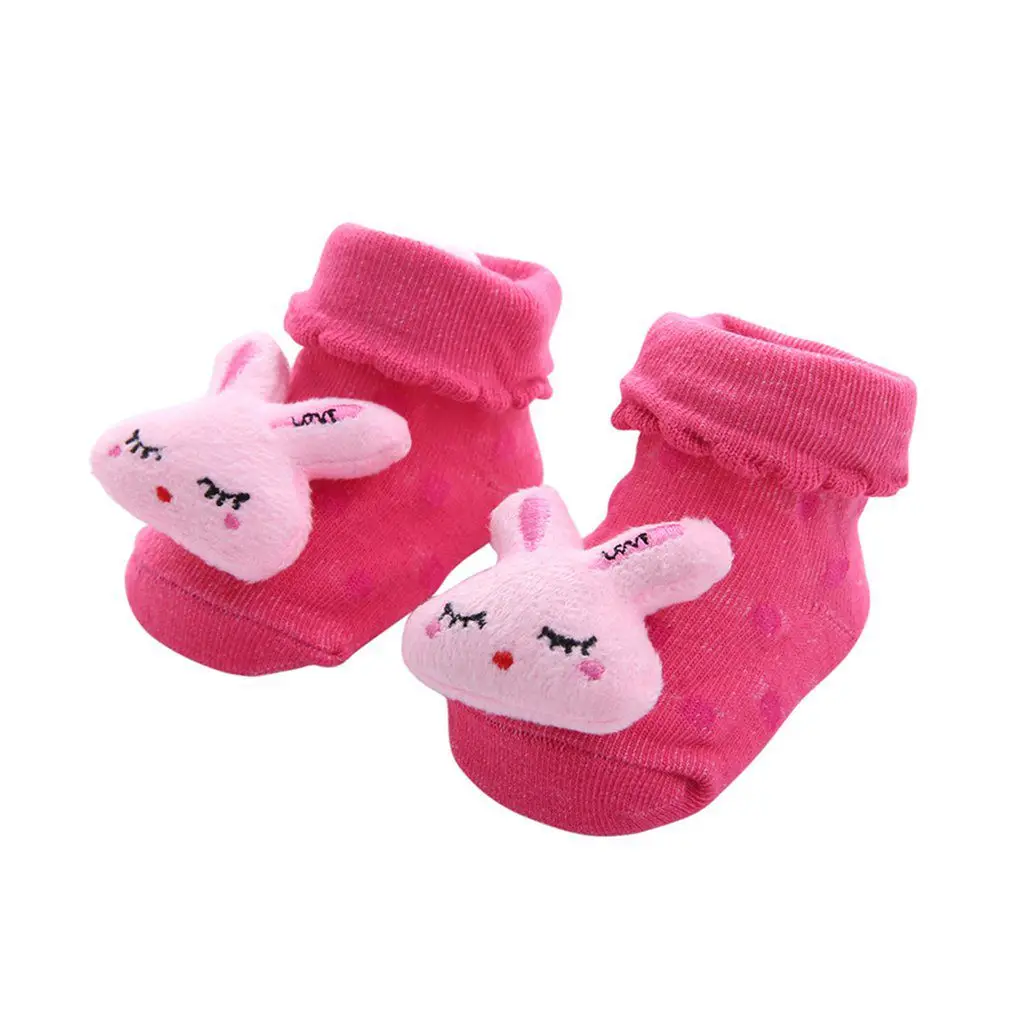 Rose Red Rabbit Носки с рисунками для малышей Нескользящие тапочки для маленьких мальчиков и девочек от 0 до 24 месяцев - Цвет: Rose Red Rabbit