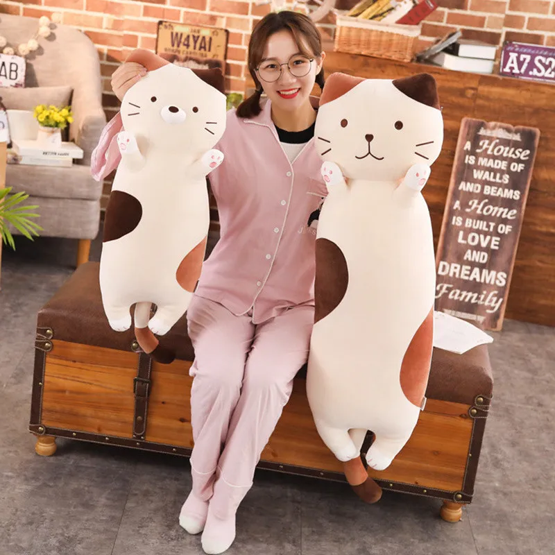 70/100cm Big Soft Plush Cat Toy Popular Kawaii Cat Toy Pillow Toy for Sleeping Baby Stuffed Animals Doll Child Birthday Gift