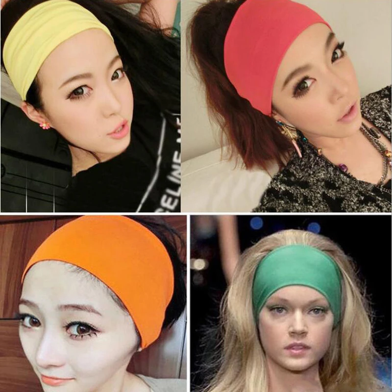 

Fashion Women Wide Headband Sports Yoga Hair Band Turban Elastic Hairband Head Wrap Girl Hair Accessories Cotton Wholesale WT050