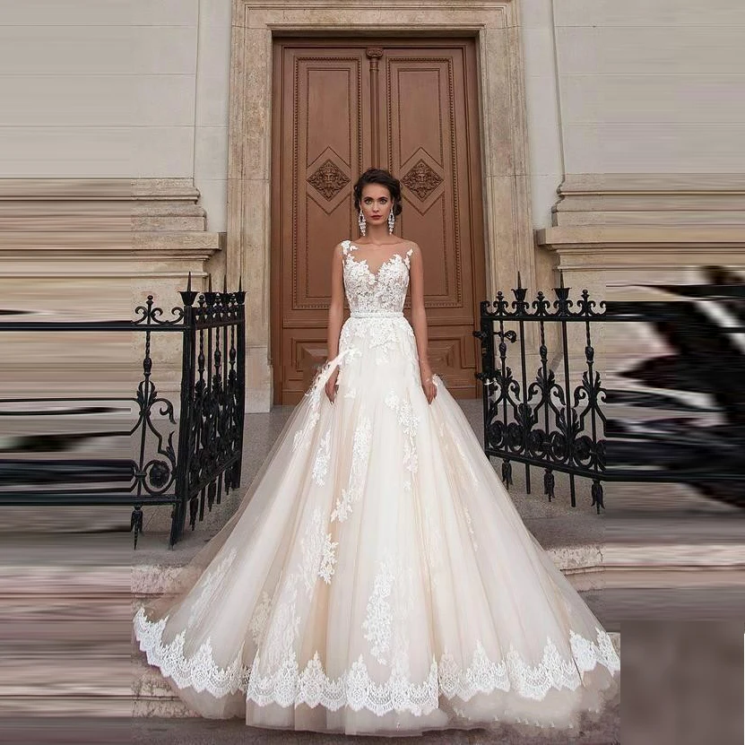 Impresionante Castillo Vintage Sheer Vestidos De Novia 2017 Illusion Volver Apliques De Encaje De Tren Capilla Vestido De Novia De Estilo Occidental Bridal Gown Western Bridal Gownscastle Wedding Dresses Aliexpress
