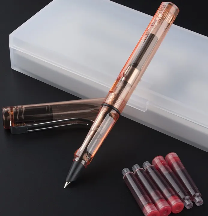 Jinhao 599A Карамельный цвет пластиковая перьевая ручка с чернильный мешок для подарок для детей и студентов школы материалов 1814 - Цвет: 08