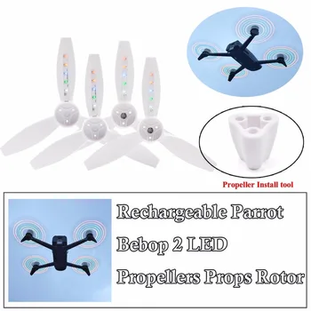 

Rechargeable LED Flash Propellers with Propeller Mounting Install Tool Part Accessory for Parrot Bebop2 RC Quadcopter (2Pair)