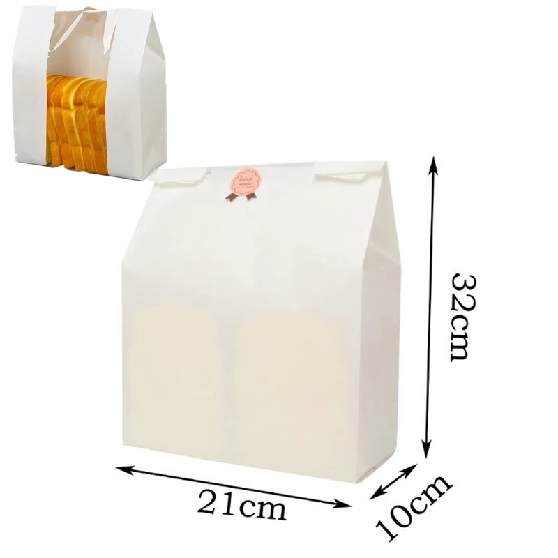 LBSISI Life, 50 шт., крафт-бумага, для хлеба, прозрачный, избегайте упаковки масла, для тостов, для окон, для выпечки, на вынос, для еды, посылка, для торта, вечерние сумки - Цвет: White 10x21x32cm