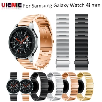 

Stainless Steel WatchBand For Samsung Galaxy Watch 42mm Luxury Metal 20mm Strap Bracelets With Butterfly Buckle
