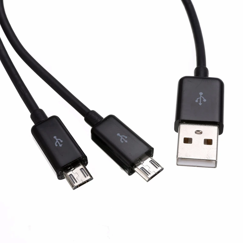Высококачественный черный/белый USB 2,0-двойной 2 Micro USB 2,0 Мужской y-разветвитель кабель для зарядного устройства 0,2 м/футов/1 м/3 фута