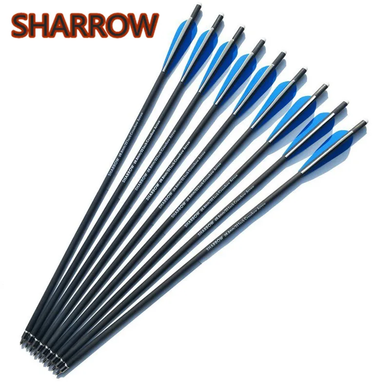 

12/24pcs 22" Crossbow Arrows Metal Bolts Archery Carbon Target Tip Point Replacement Broadhead For Shooting Archery Accessories