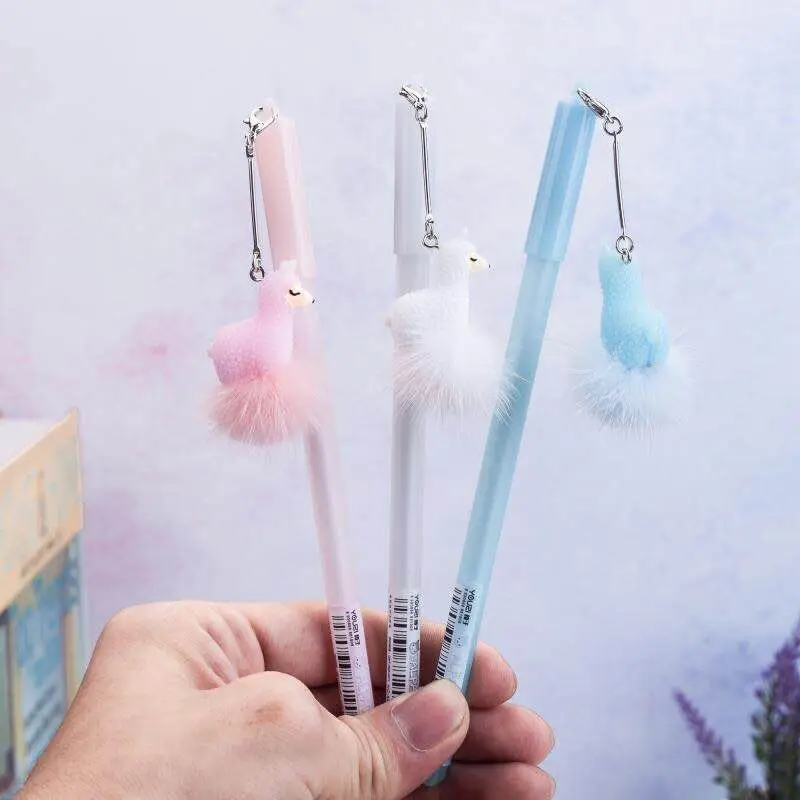 cheap 3pcs Novelty Cute Lamb Gel Pens Black Ink Writing Pen Set Plastic Creative Gel Pens For Office School Children Gift Stationery
