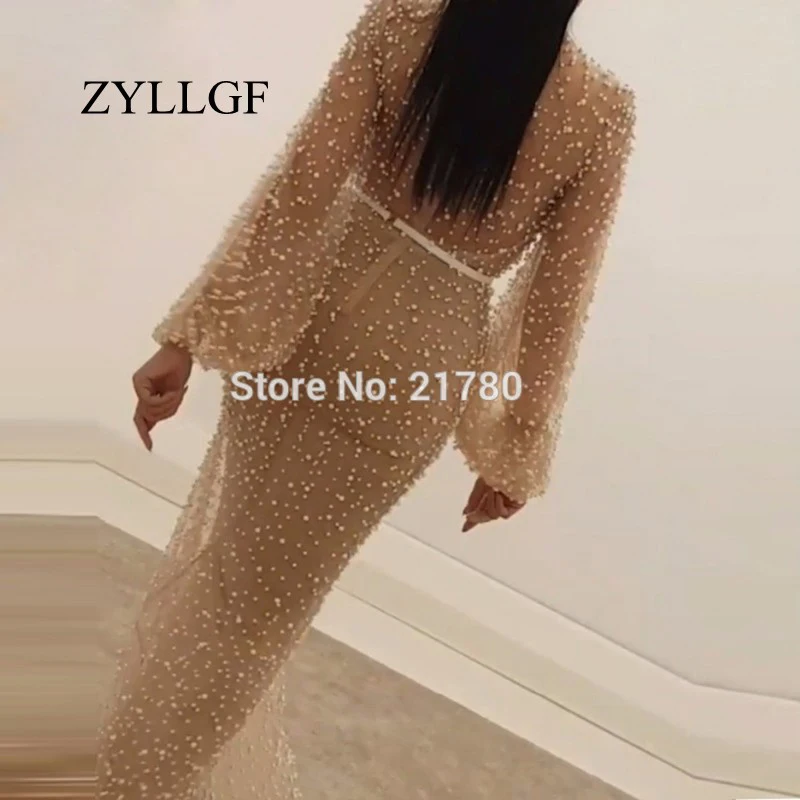 ZYLLGF Robe De Soiree арабский цвет шампанского платье для матери невесты Средний Восток полный жемчуг вечернее платье с юбкой-годе Платья для