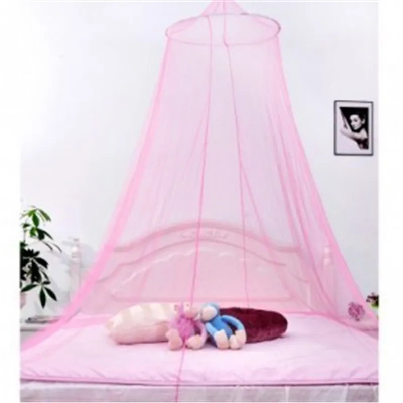 1 шт., сетка для кроватки, летнее постельное белье, сетка, кружевной балдахин, Круглый купол, москитная сетка от насекомых - Цвет: Pink