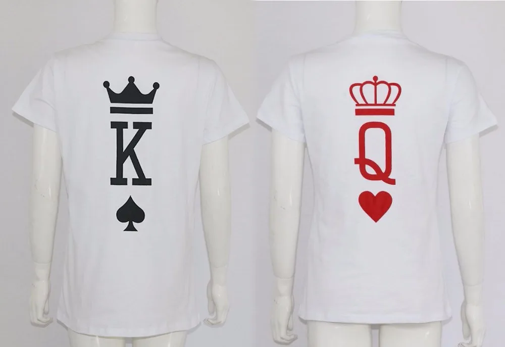Модная уличная одежда с графическим рисунком Tumblr с принтом в виде короля, королевы, сердца, летние женские и мужские повседневные футболки с коротким рукавом для влюбленных пар