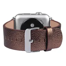 42mm For Apple Watch Genuine Leather watch Strap Replacement Wrist Band With Adapter Clasp for Apple Smart Watch Bright Brown