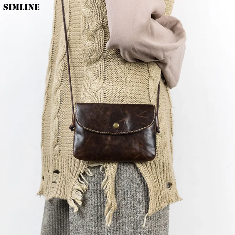 Женская сумка-мессенджер из натуральной кожи, винтажная, повседневная, ручная работа, Воловья кожа, маленькая, через плечо, сумки для женщин