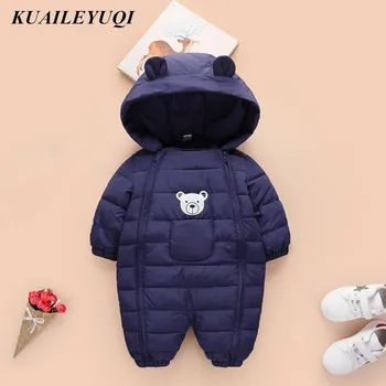 

2020 New born spring Winter Jumpsuit Baby snowsuit Snow Wear Coats Boy Warm Romper 100% down Cotton Girl clothes 0-24M
