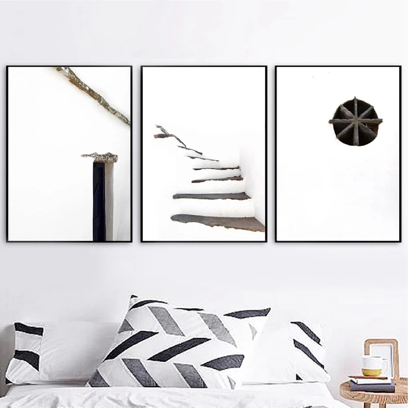 

Modern Minimalist Neutral Colors Architectural Art Painting Wall Pictures , Snow Scene Art Canvas Prints and Posters Home Decor