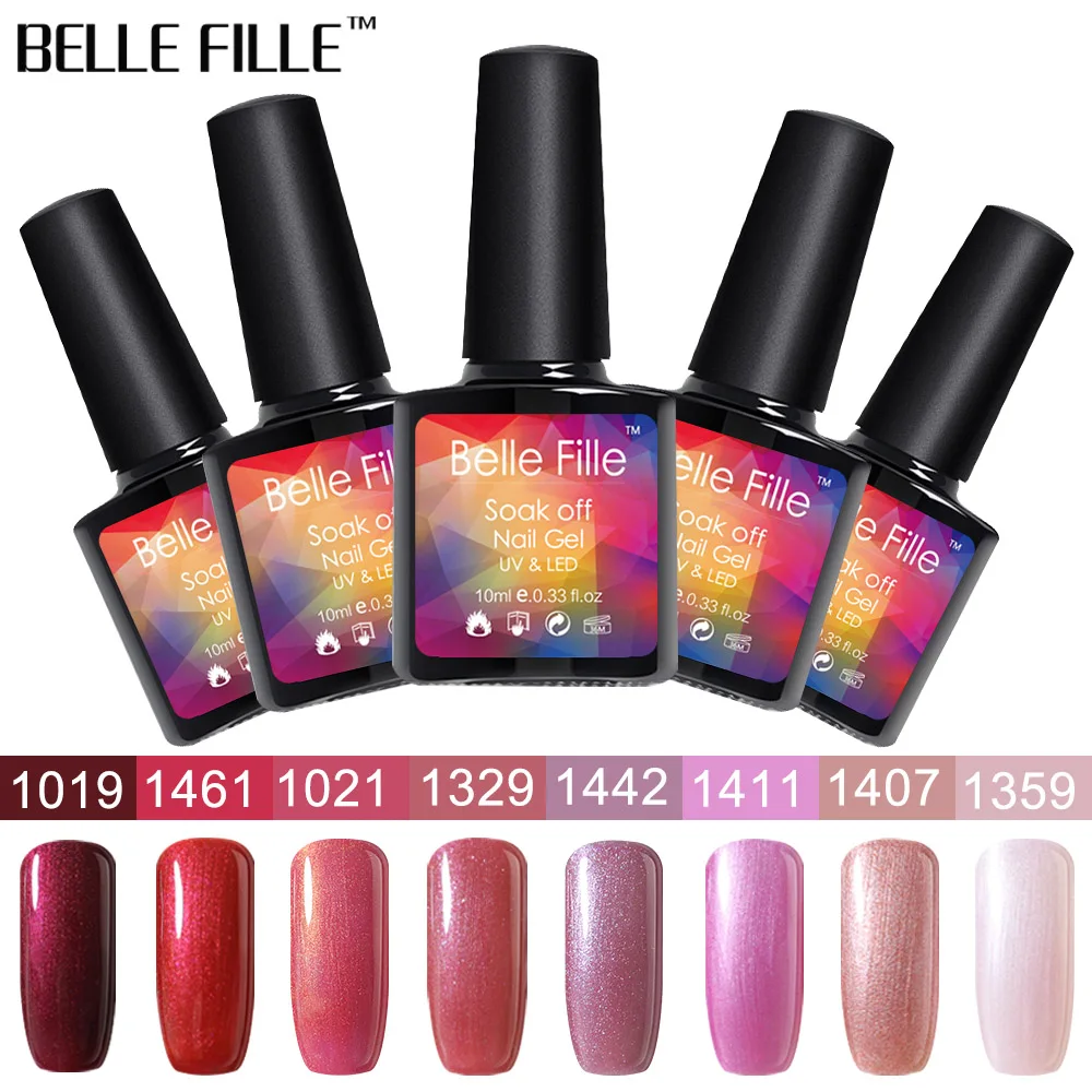 BELLE FILLE Bling УФ Гель лак 10 мл Soak Off Gel Nail Polish гель ногтей Полупостоянный 1461|Гель для