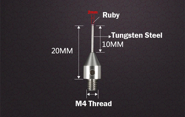 1 мм 2 мм Диаметр M4 резьба 20 мм Длина рубиновый 3D трехмерный измерительный прибор для измерения координат измерительный станок CMM Наконечник Зонда - Цвет: 2