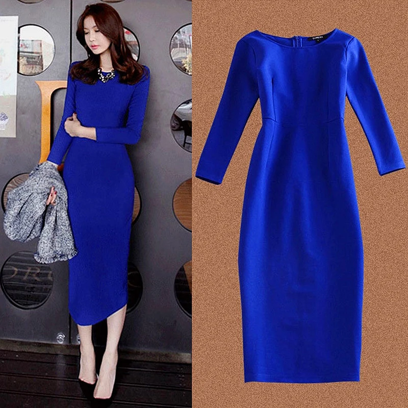 

Women's Dresses Spring Autumn Long Sleeve Elegant Party Long Dresses Plus Size Casual Sexy Blue Black Office Dress Vestidos Robe