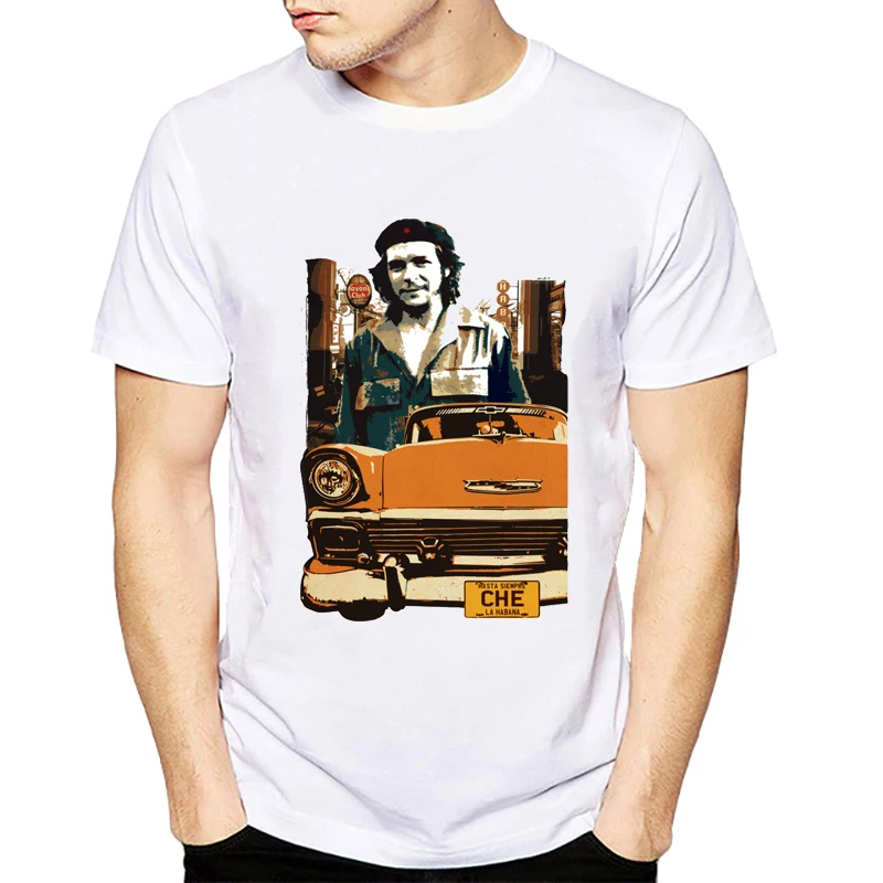 

Summer Fashion Retro Cuba Design With Che Guevara&A Car Tees Men'S High Quality Personalise Tops Hipster T-Shirt