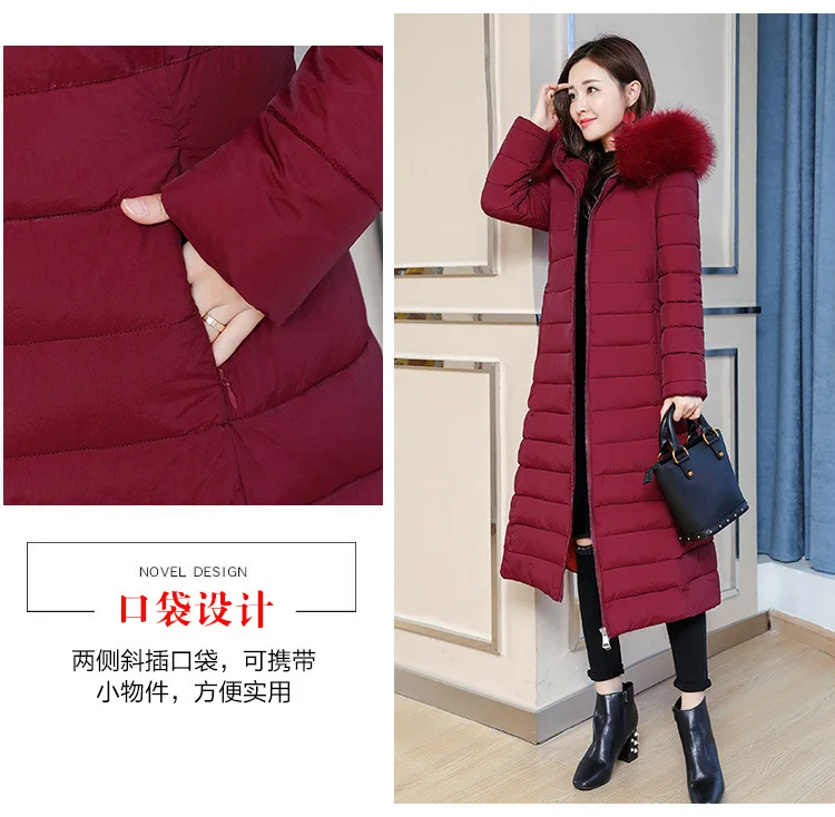 Women popular new women long over-the-knee heavy cotton-padded jacket fashionable with thick coat