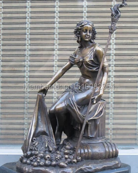 

13"Western Greek art sculpture Bronze Demeter Lady Justice Fertile Goddess St