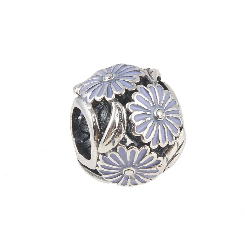 

ZMZY Fits Pandora Bracelets 100% 925 Sterling Silver Charms DIY Jewelry Flower Daisy With Enamel