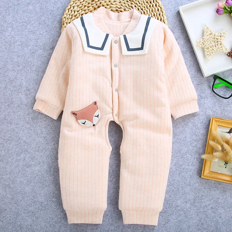 Baby winter cotton dress Baby color cotton jumpsuit Baby home out climbing suit Baby long sleeve one-piece dress