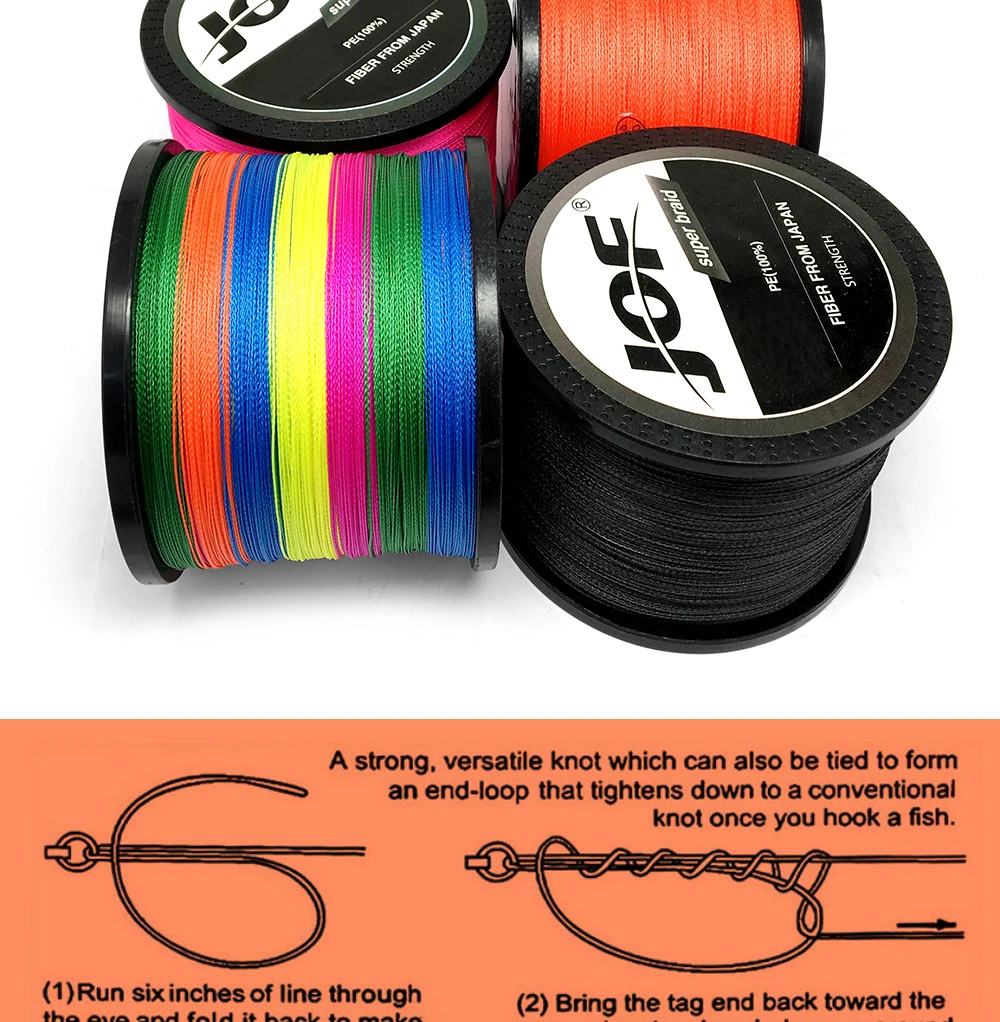 Linha de Pesca tipo Série Preto Multifilamento pe Trançado 4 Vertentes Super Forte 10lb-80lb Jof 300 m 500m 1000 10 High Quality Esporte e Lazer