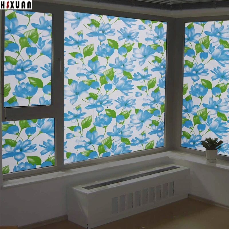 tint paste window film sunscreen 80X100cm pvc 3d cam flower frosted