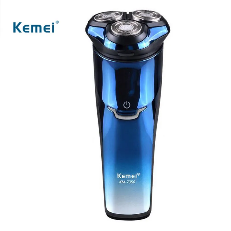 Kemei электробритвы Для мужчин полный Средства ухода за кожей Моющиеся 3D тройной плавающим лезвием головок Перезаряжаемые Бритвы Профессиональные бритья