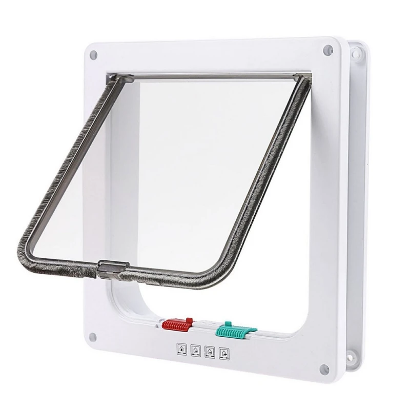 4Way-Pet-Cat-Puppy-Dog-Supplies-Lock-Frame-Safe-Security-Flap-Door-Gate-White-Size-S_800x800
