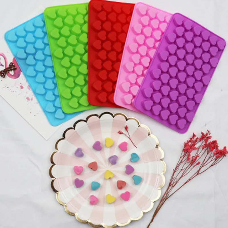 

55 Mini Sweet Hearts Silicone Chocolate Mould Jelly Gummy Maker Jelly Ice Cube Candle Melt Baking Kitchen Tool