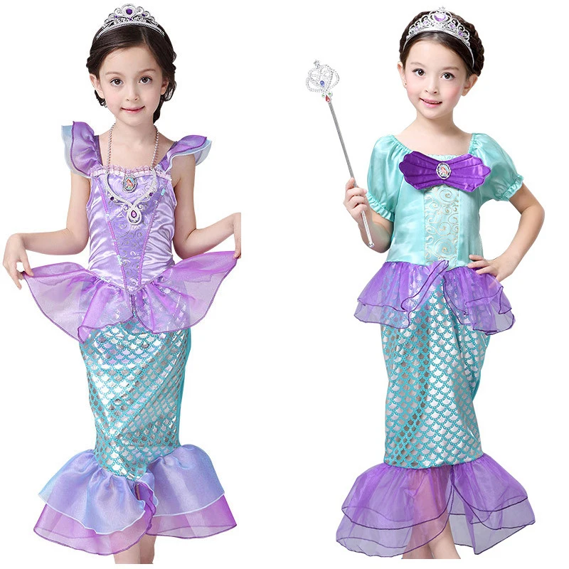 

Girls Ariel Dress Child The Little Mermaid Ariel Princess Cosplay Costume Fantasia Ariel Mermaid Tail Dress Kids B30122CH
