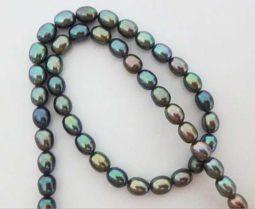 

noble women gift 17INCH GOLD CLASP HUGE 9X7mm Natural real genuine black Peacock pearl necklace perfect AAAA