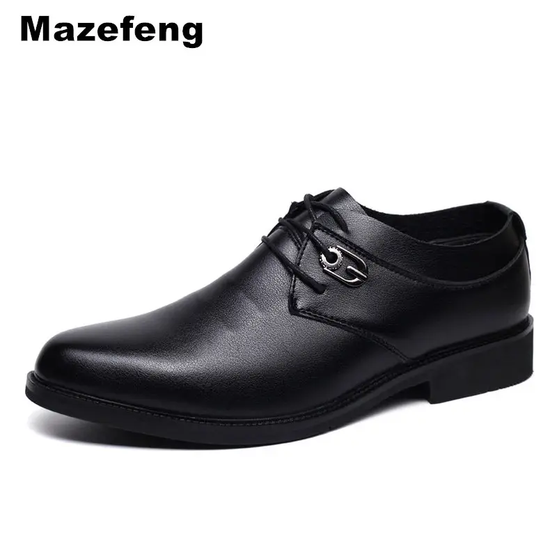 Mazefeng/ г.; мужская кожаная официальная обувь с острым носком на шнуровке; Мужские модельные туфли в деловом стиле; Высококачественная Мужская дышащая кожаная обувь