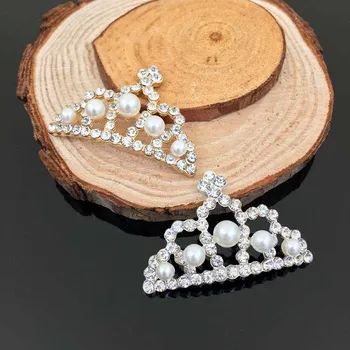 

50pcs Pearl Crystal Stones Rhinestone Appliques Crown Buckle Button Metal Hairpin Hair Clip Decor Brooch Shoes Bag Embellishment