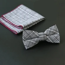 Mantieqingway Повседневное хлопок плед Боути платок Набор для Мужская рубашка Бизнес свадебные галстуки Gravatas тонкий галстук