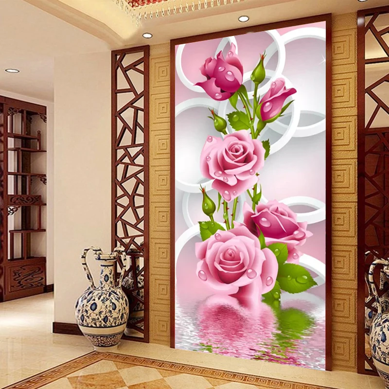 

Zozack Chinese Needlework,DIY DMC roses cross stitch Printed patterns, Sets For Embroidery cross-stitch kits Home Decor Two size
