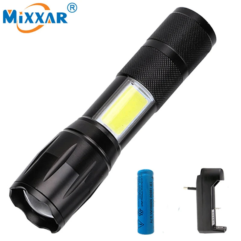 

9500LM T6 COB LED Tactical Flashlights Torch 4 Mode Rechargeable Camping Hiking Lantern Torch Lamp+18650 battery+Charger