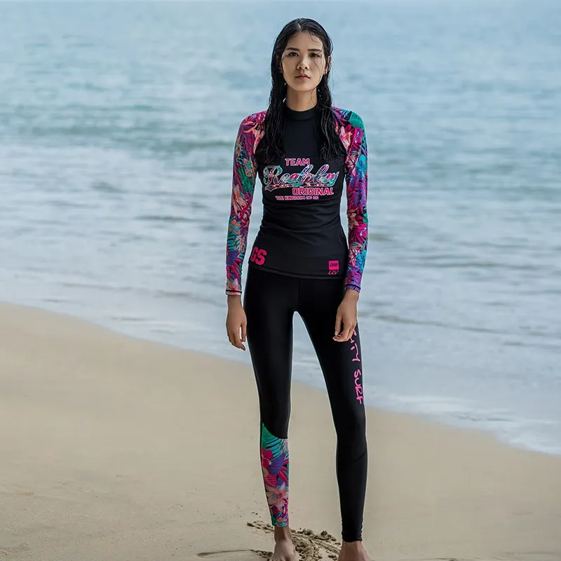 GSOU الثلوج العلامة التجارية بذلة النساء بدلة غطس الغوص السباحة طويلة الأكمام السراويل ملابس السباحة تصفح الملابس الصيف Kitesurf Rashguard