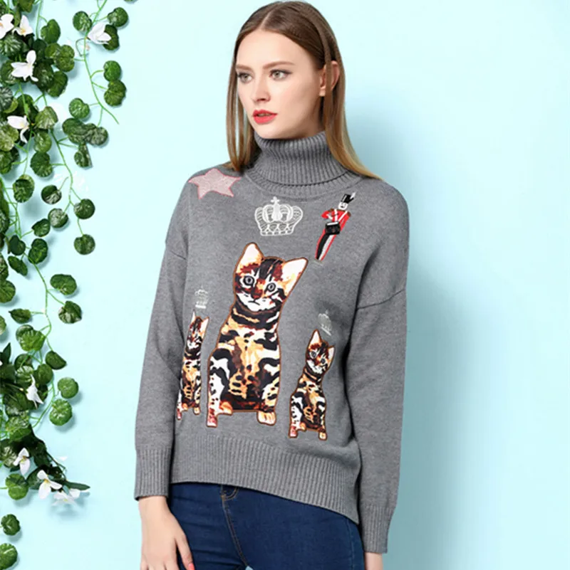 Women Autumn Winter Fashion Long Sleeve Turtleneck Casual Warm Sweater