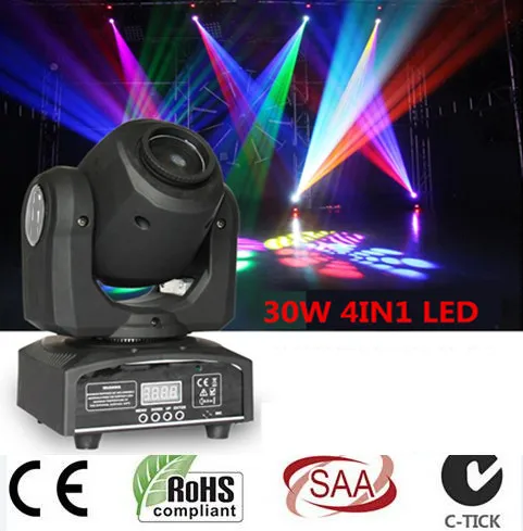 Led 4в1 30 Вт Мини светодиодный точечный движущийся головной свет мини DMX dj 8 gobos