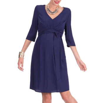 

Summer New Fashion Maternity Dress with Adjustable Sashes V-Neck Knee Length Chest Zipper Breastfeeding Clothes for Pregnancy