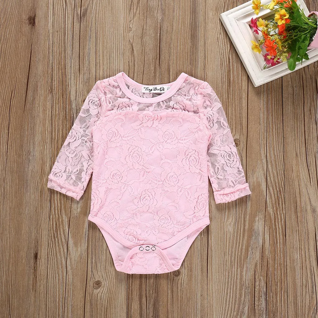 

Newborn Infant Baby Girls Rompers Summer Long Sleeve Flower Lace Party baby girl Clothing Jumpsuit Playsuit auntie baby clothes