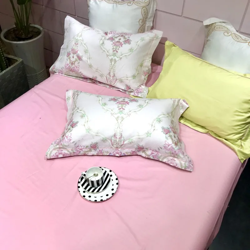 Waliicorners 4pcs Collection Floral print Duvet cover 100%Cotton Soft Bedding Set queen size king Bed sheets or fitted sheet pillow shams 39 IMG_6682